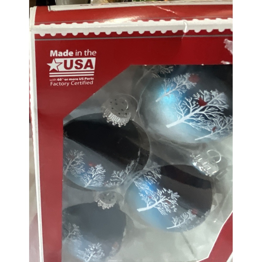 Set‎ Of 4 Holiday Living Glass Christmas Ornaments - Wintertime scene - Picture 2 of 5